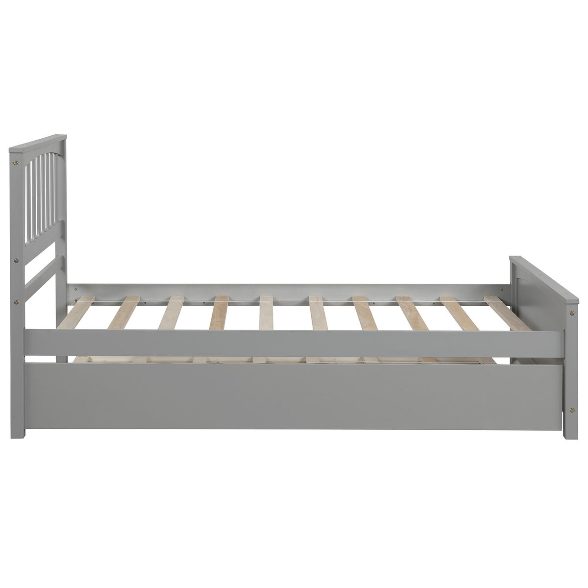 Twin Platform Bed with Trundle Gray