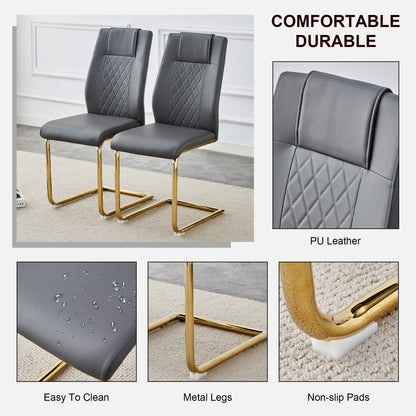 Faux Leather Dining Chairs Set of 4 Gray