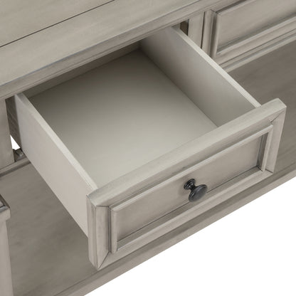 Gray Wood Console Table with Drawers