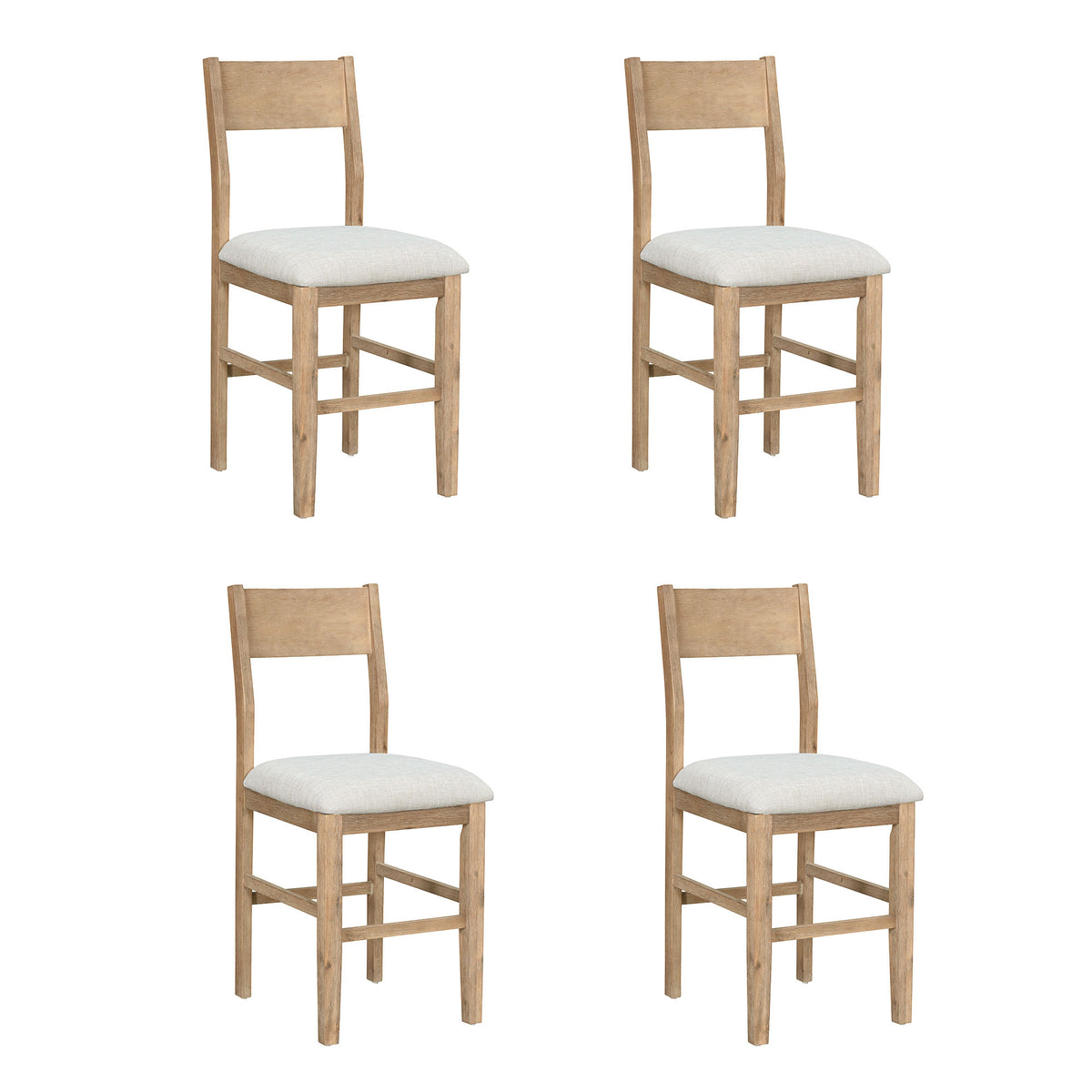 Farmhouse Counter Dining Set (5 pcs) – Brown & Beige