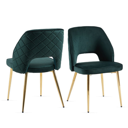 Emerald Velvet Dining Chair Set (4 pcs) – Gold Legs