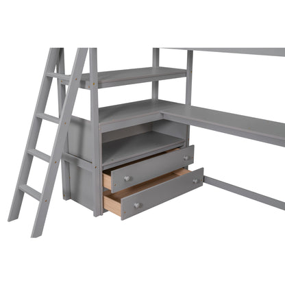Twin Loft Bed Gray