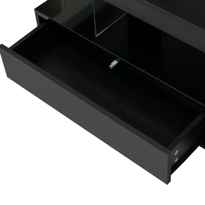 LED Coffee Table with Display and Storage Black