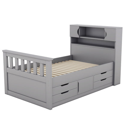 Twin Captain Platform Bed Gray