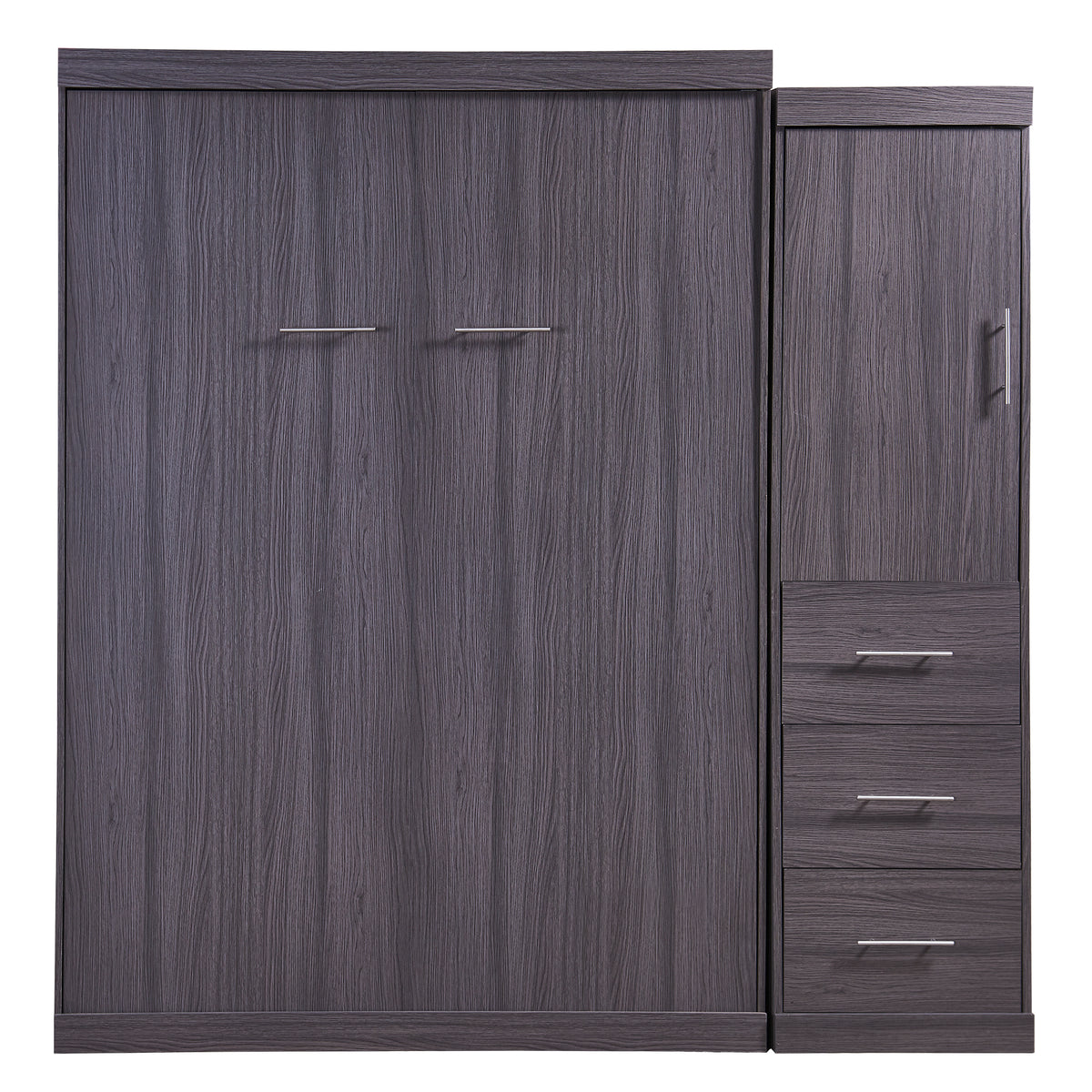 Full Murphy Bed with Wardrobe Gray