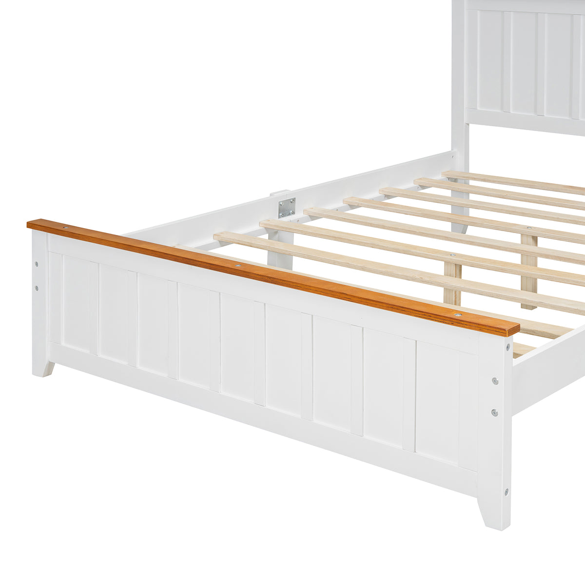Full Wood Platform Bed with Slat Support White