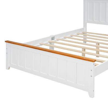 Full Wood Platform Bed with Slat Support White