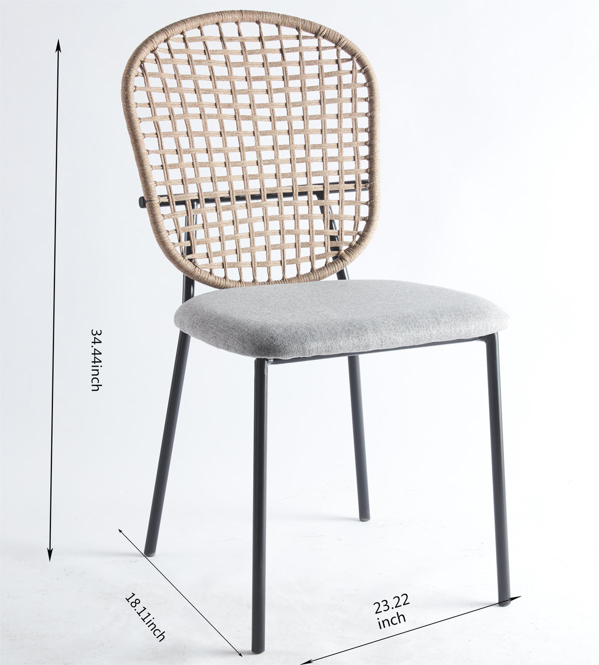 Black & Gray Woven Dining Chair Set (4 pcs)