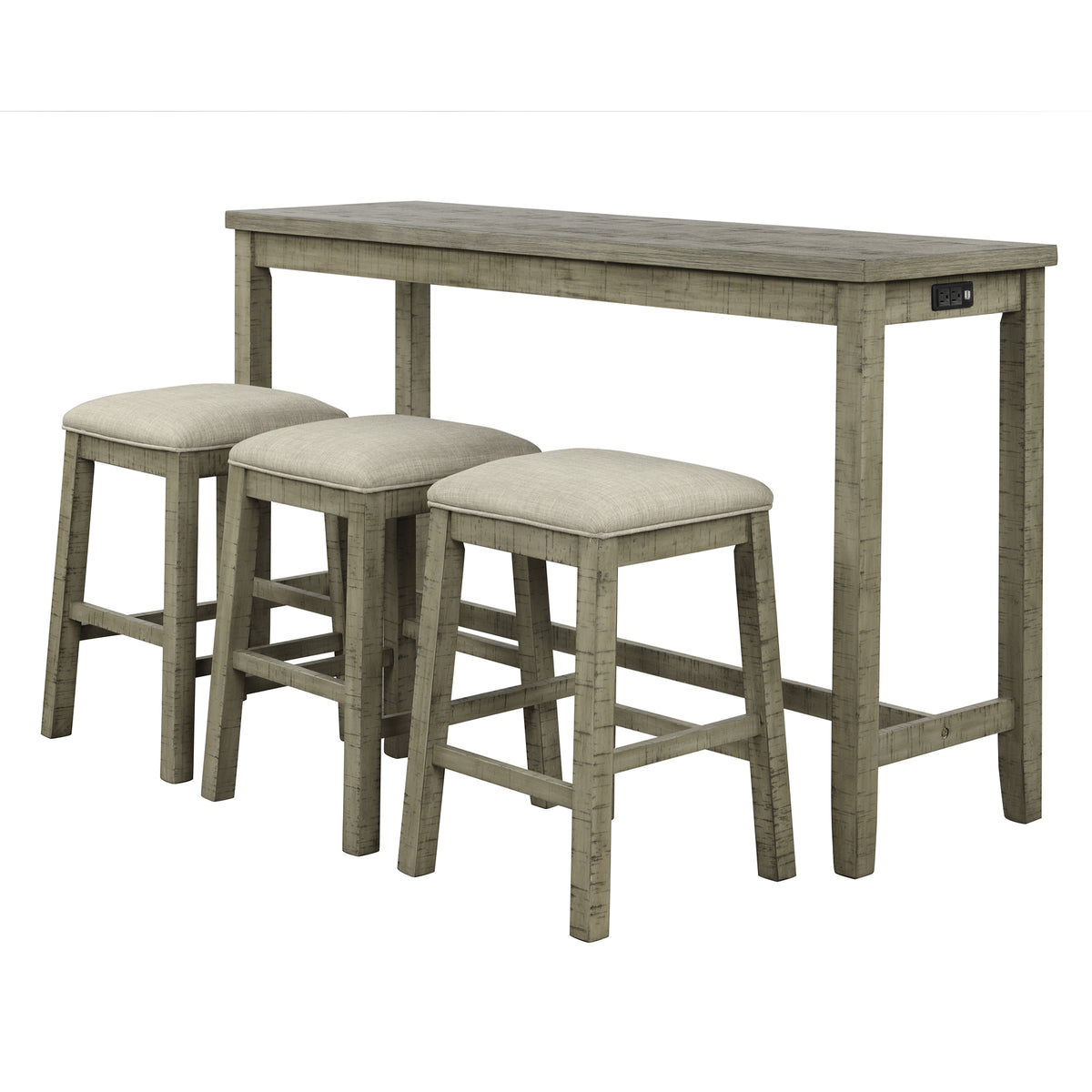 Counter Dining Set with Fabric Stools Green