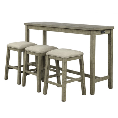 Counter Dining Set with Fabric Stools Green