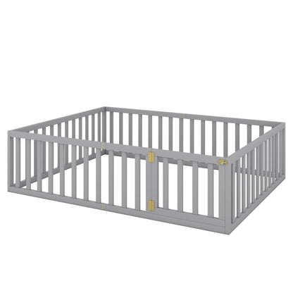 Queen Platform Bed Gray