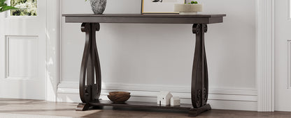 Rustic 48” Wood Console Table – Espresso