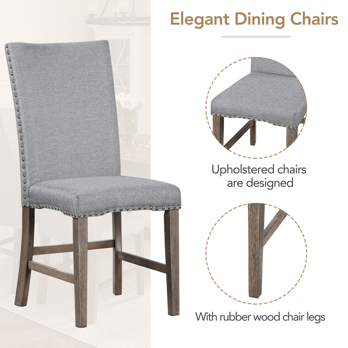 Dining Set with Cushioned Chairs Brown