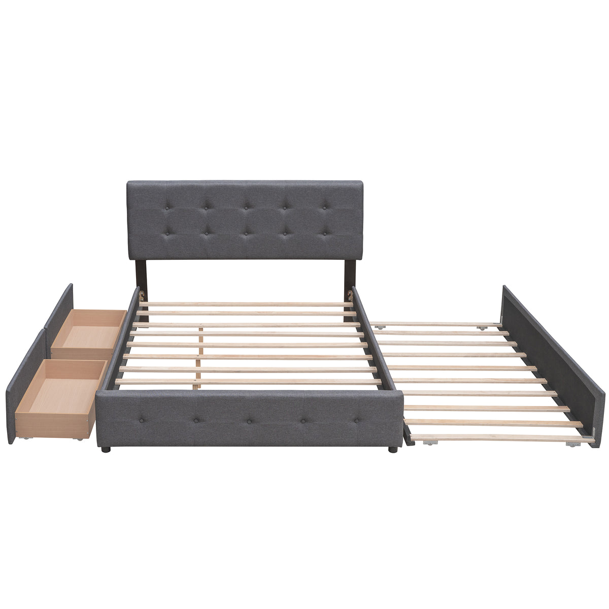 Upholstered Platform Bed Queen Dark Gray