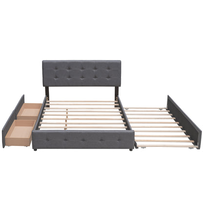 Upholstered Platform Bed Queen Dark Gray