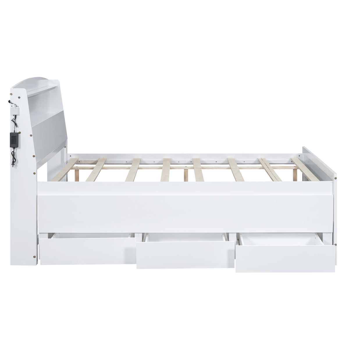 Full Storage Platform Bed White