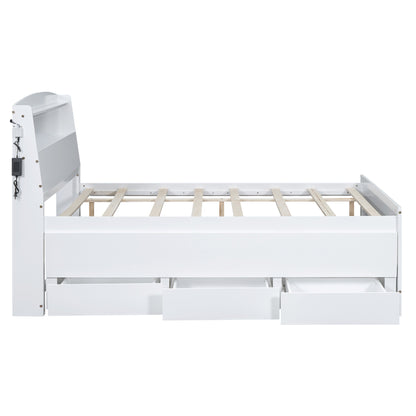 Full Storage Platform Bed White