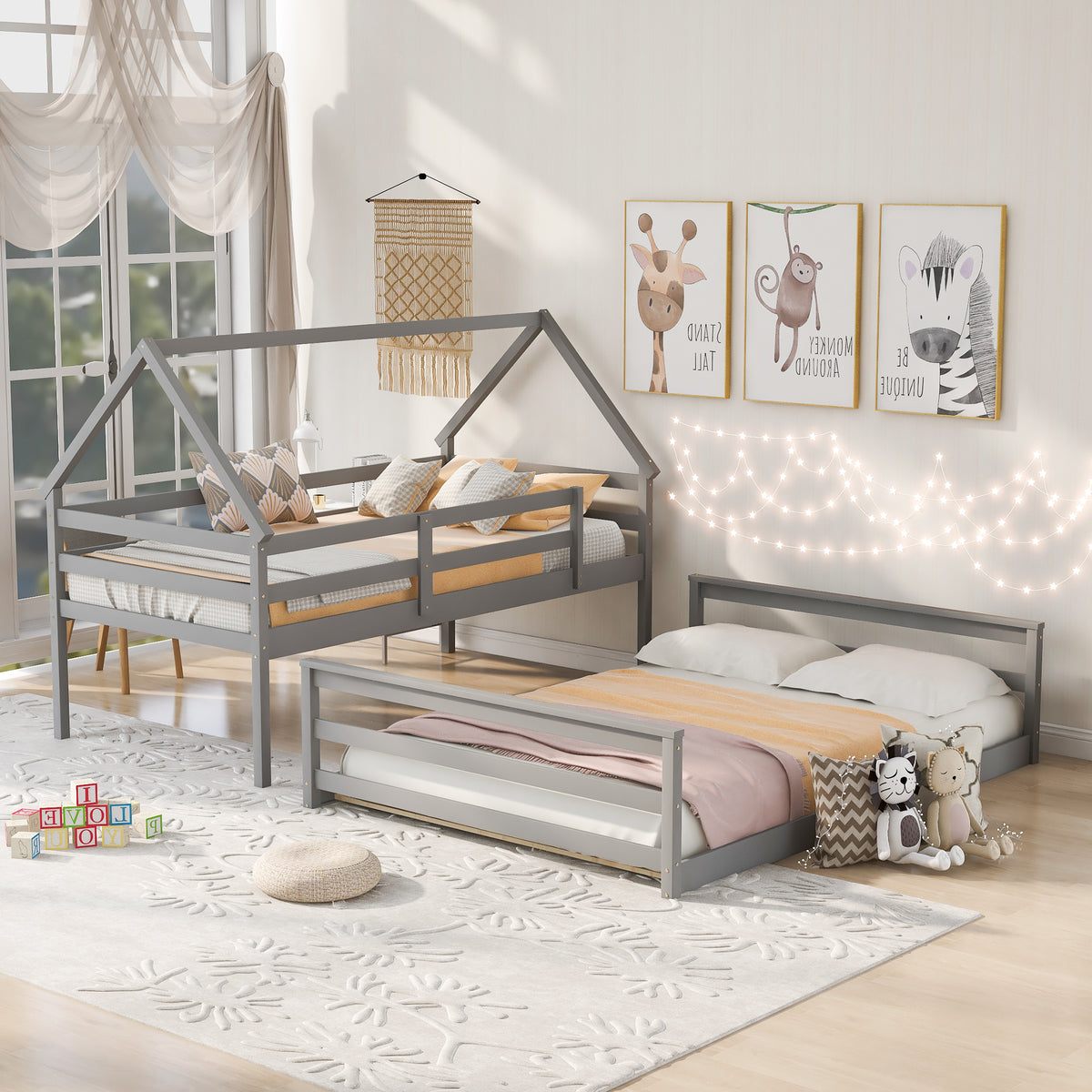 Full Bunk Bed Gray