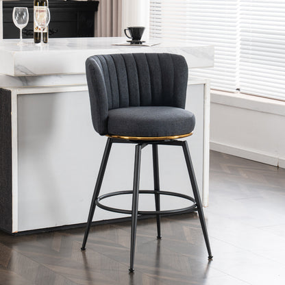 Adjustable Gray Bar Stool Set (2 pcs) – Modern Metal Base