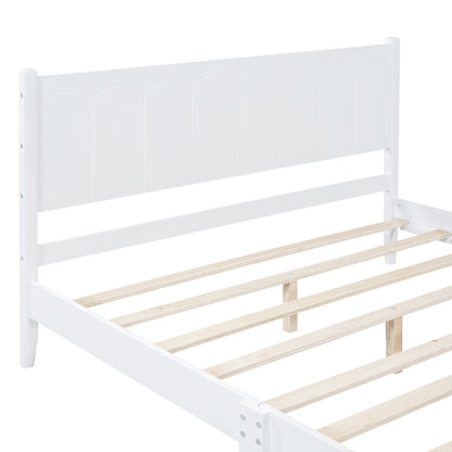 Queen Platform Bed with Rectangular Headboard White