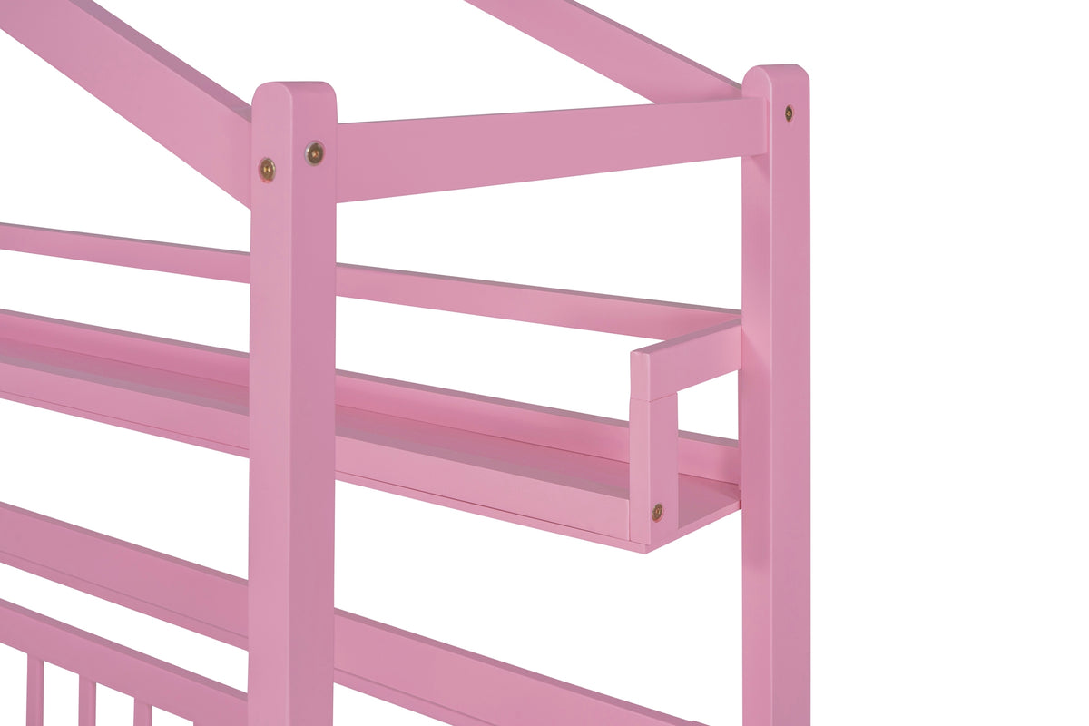 Twin House Bed with Trundle Pink