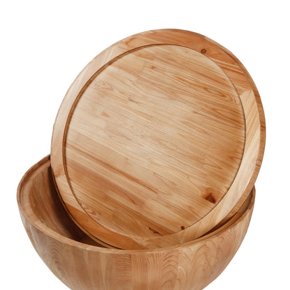 Wooden Coffee Table Vintage Bucket Style Natural