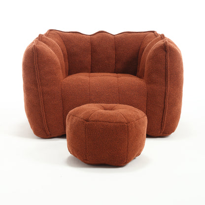 Bean Bag Chair with Footstool Gray