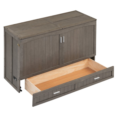 Queen Murphy Bed with Built-In Charging Station – Beige