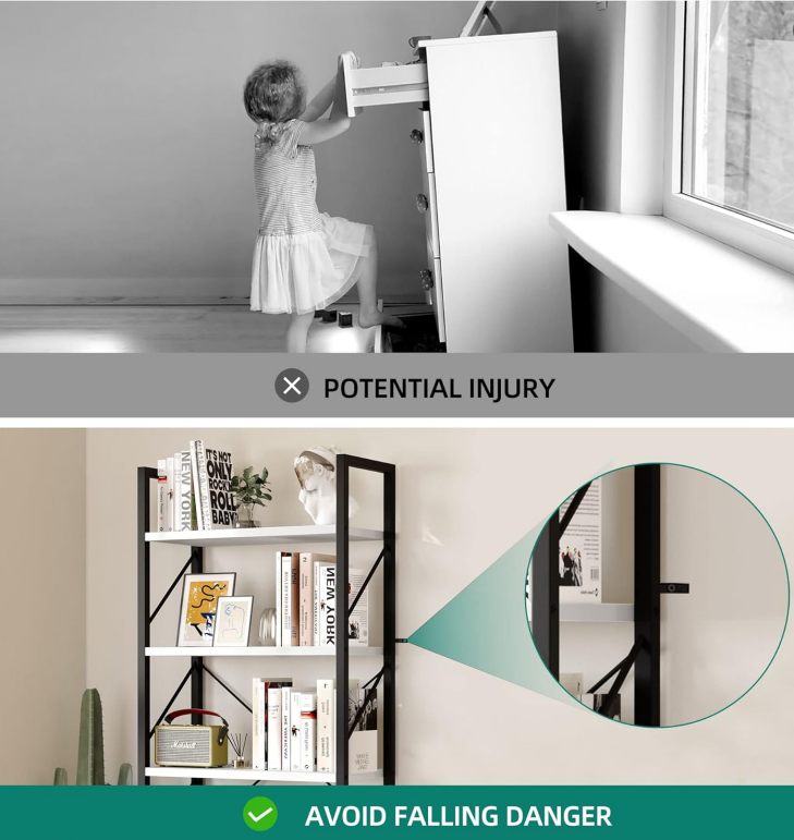 White 5-Tier Open Display Bookshelf
