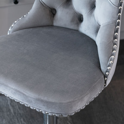 Modern Chrome Bar Stools Set of 2 Gray