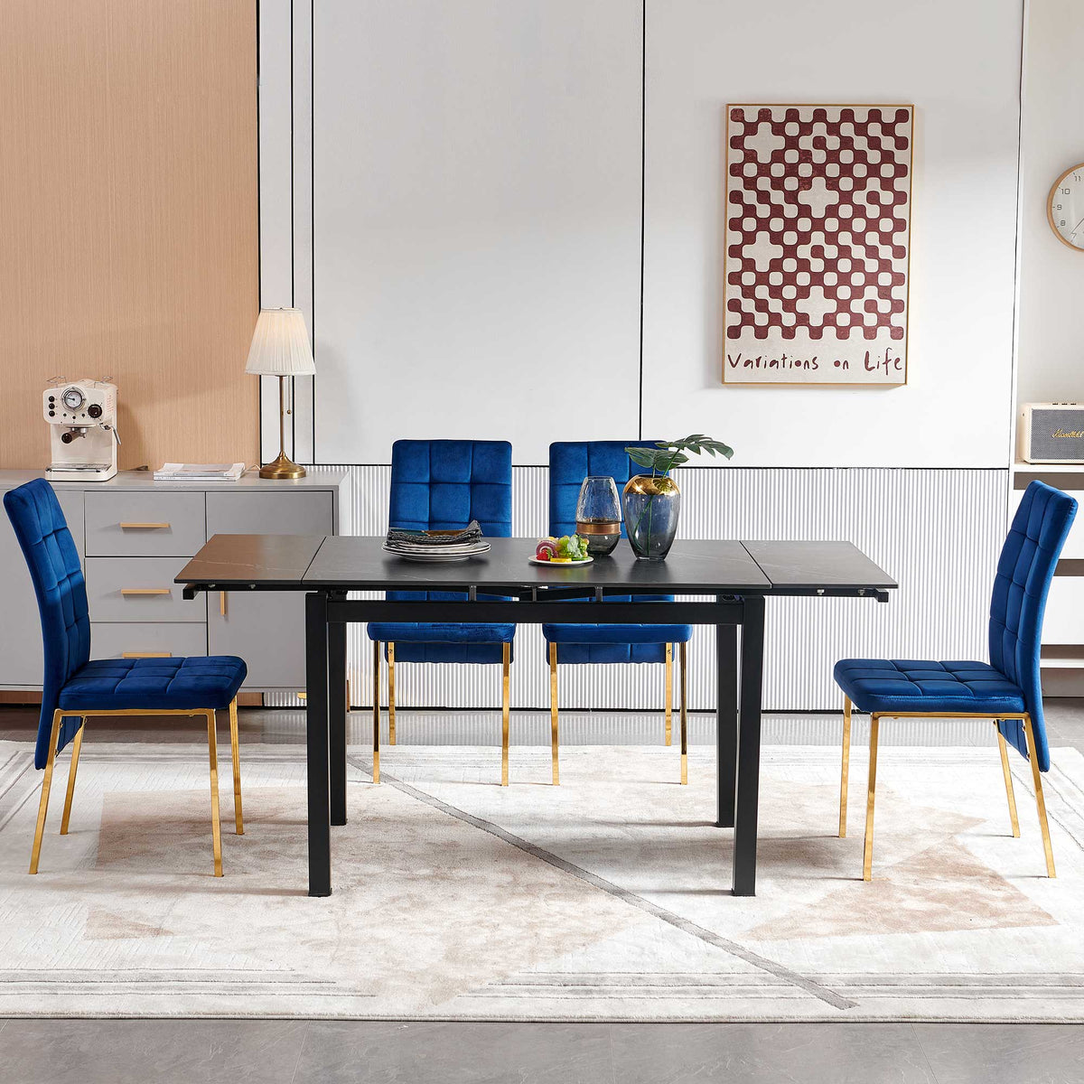 Black Ceramic Expandable Dining Table