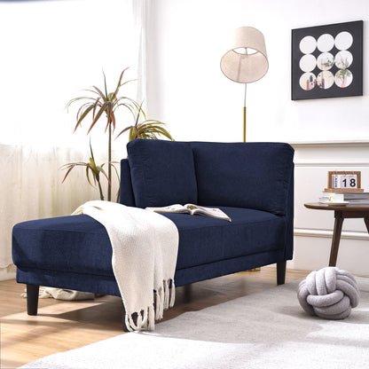 Mid-Century Linen Chaise Lounge – Blue