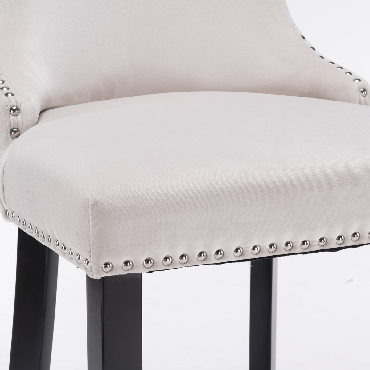 Velvet Wingback Bar Stool Set (2 pcs) – Beige
