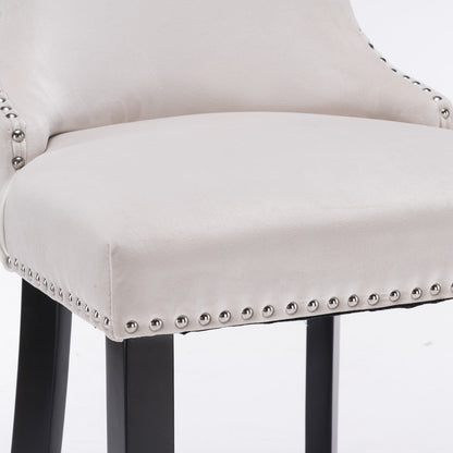 Velvet Wingback Bar Stool Set (2 pcs) – Beige