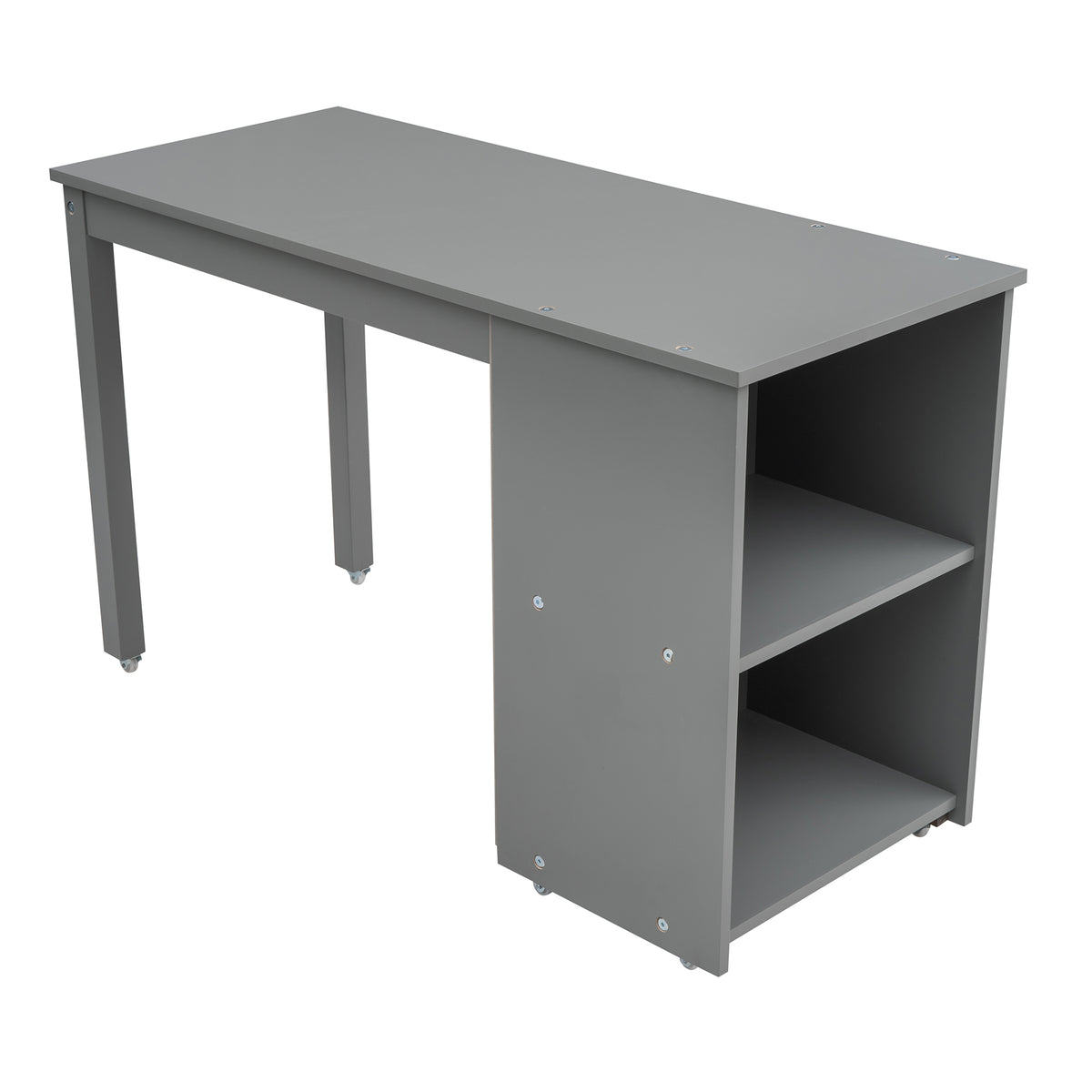 Twin Loft Bed with Desk Gray