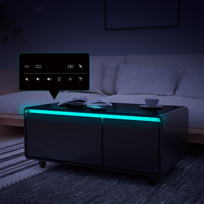 Smart Coffee Table with Bluetooth & USB Charging