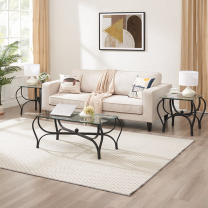 3-Piece Glass Coffee Table Set