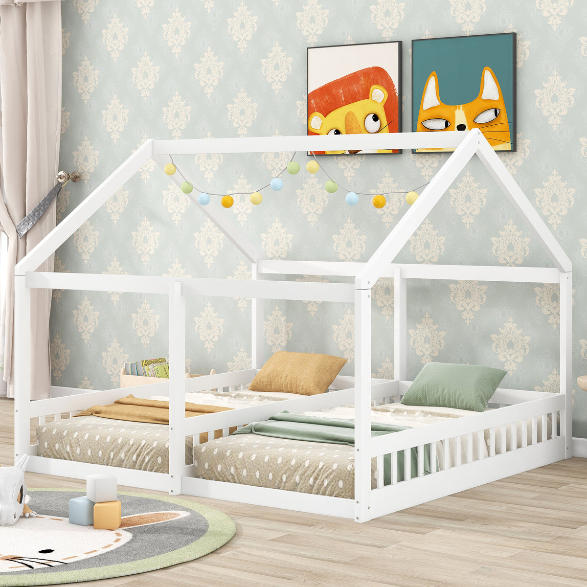 Twin House Platform Bed White