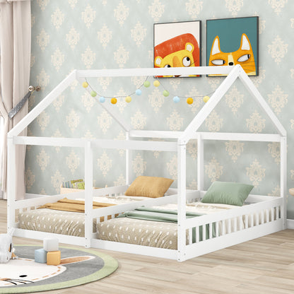 Twin House Platform Bed White