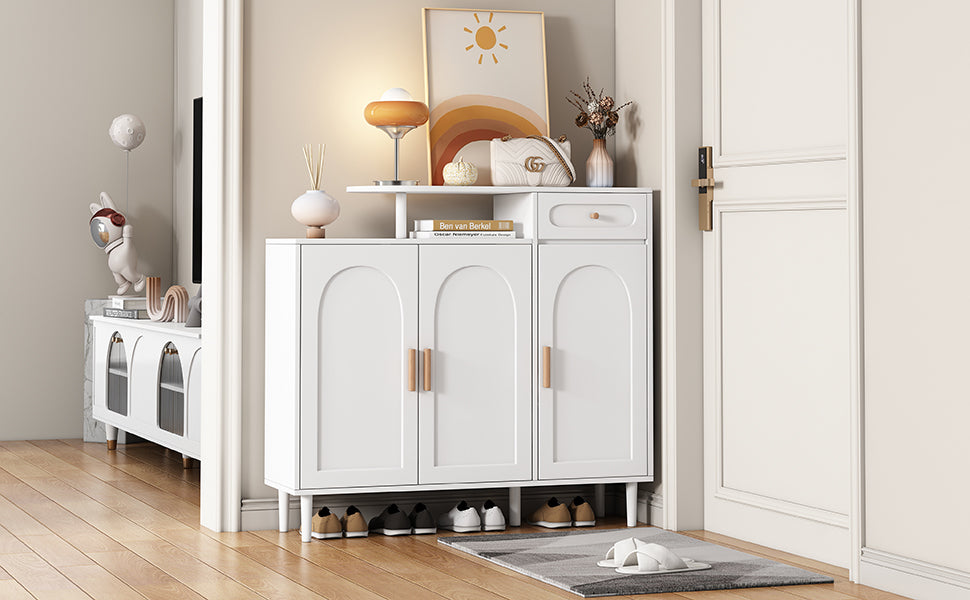 Elegant Shoe Cabinet with Adjustable Shelves White