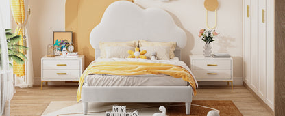 Twin Velvet Platform Bed with Headboard Beige