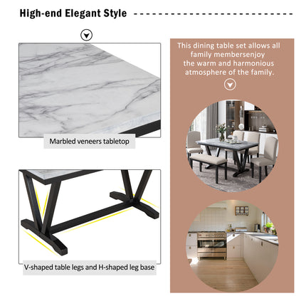 6-Piece Modern Dining Set – White Finish