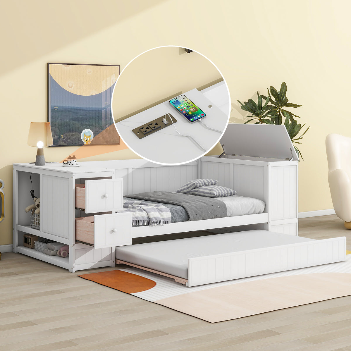 Twin Daybed with Storage White