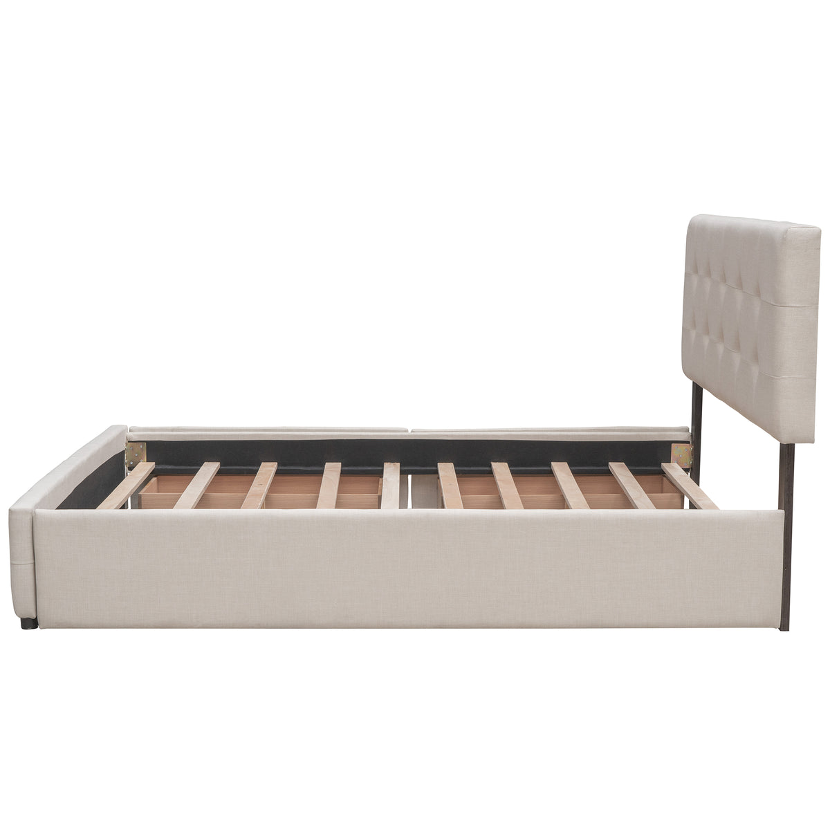 Upholstered Platform Bed Queen Dark Beige