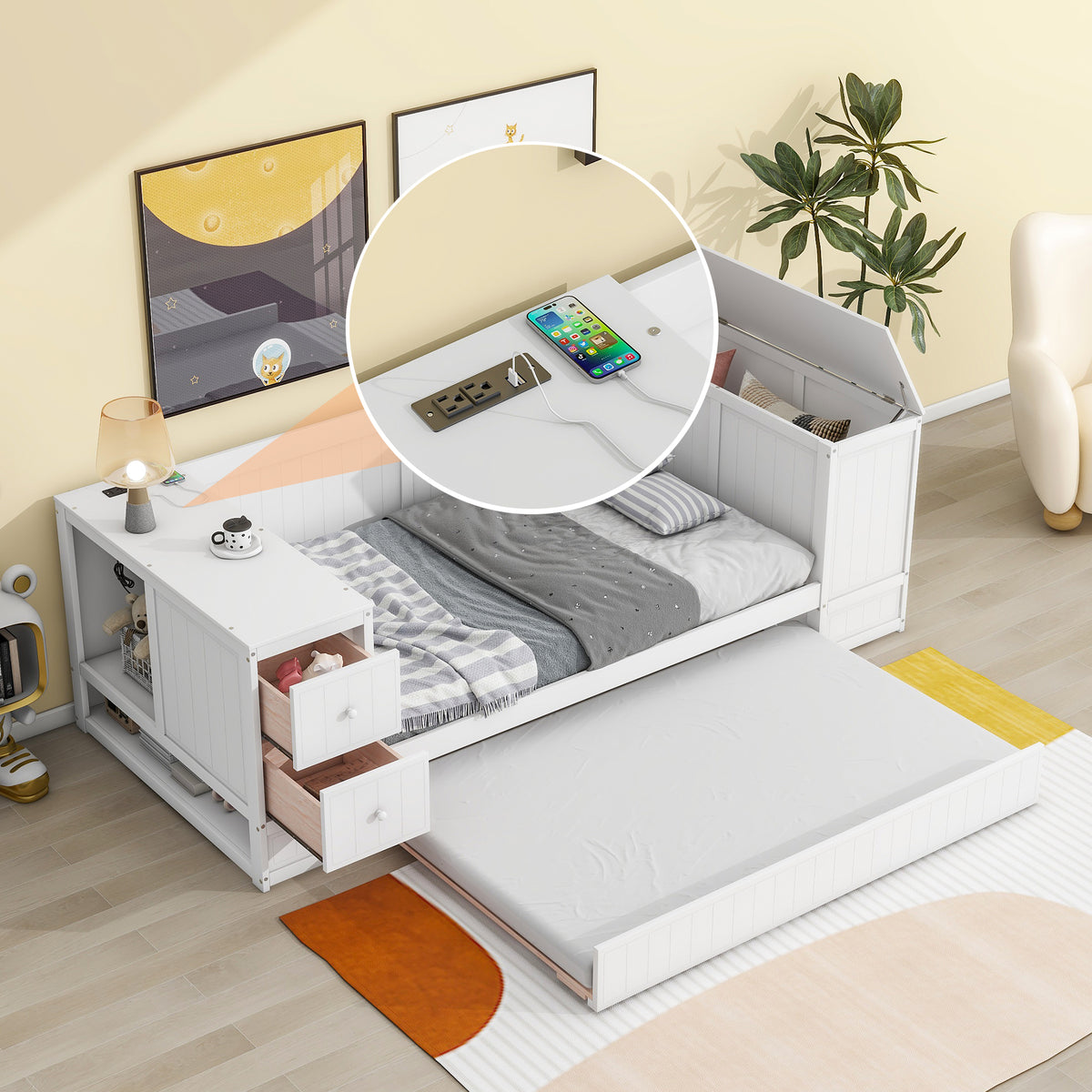 Twin Daybed with Storage White