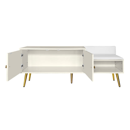 Modern Hidden Storage Bench White Upholstered Seat