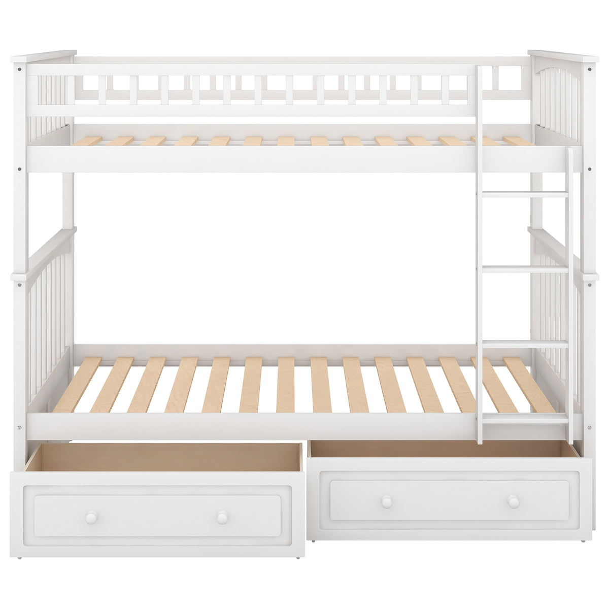 Twin Bunk Bed with Drawers White