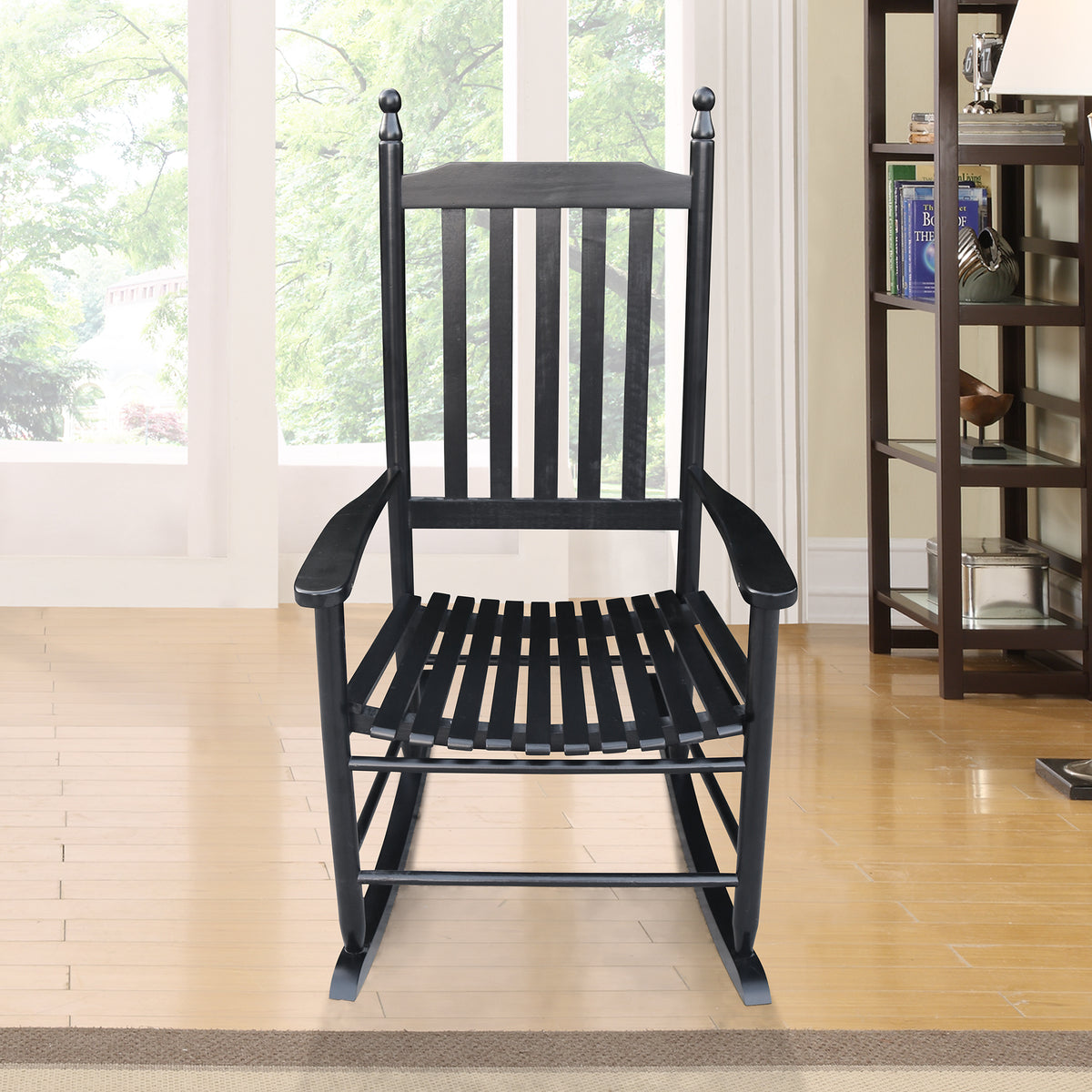 Wooden Porch Rocking Chair Black Finish