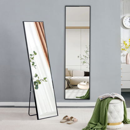 Full-Length Aluminum Mirror 65 x 23 Black Frame