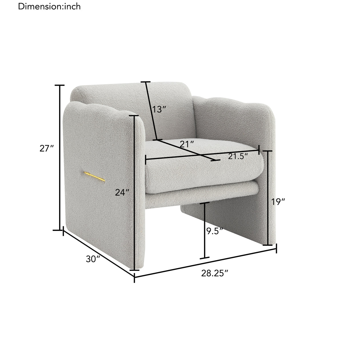 Wavy Armrest Accent Chair Light Gray